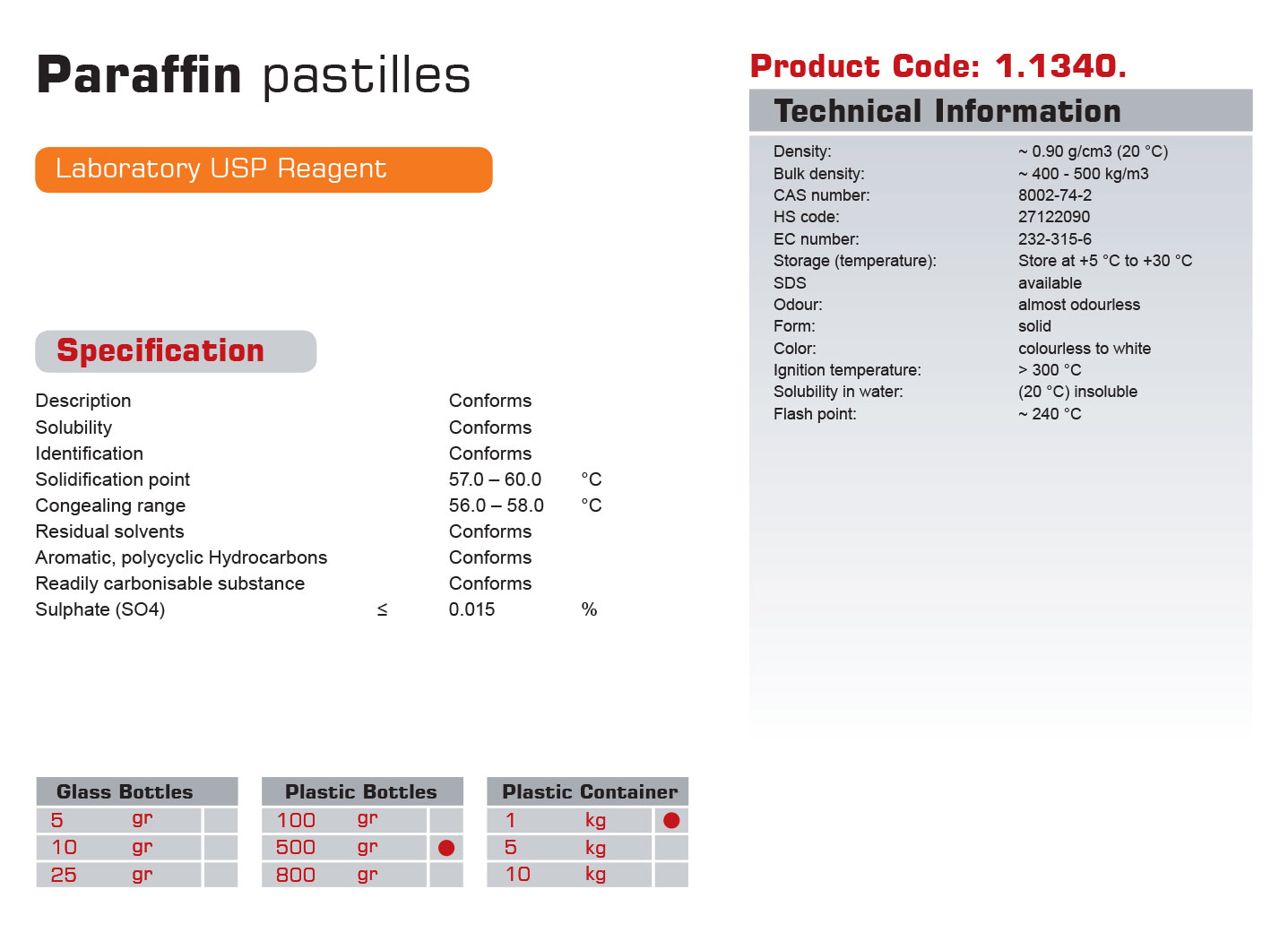 Paraffin solid